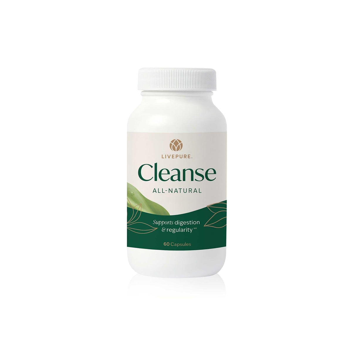 PURE Cleanse Capsules bottle front view showing gentle digestive support.