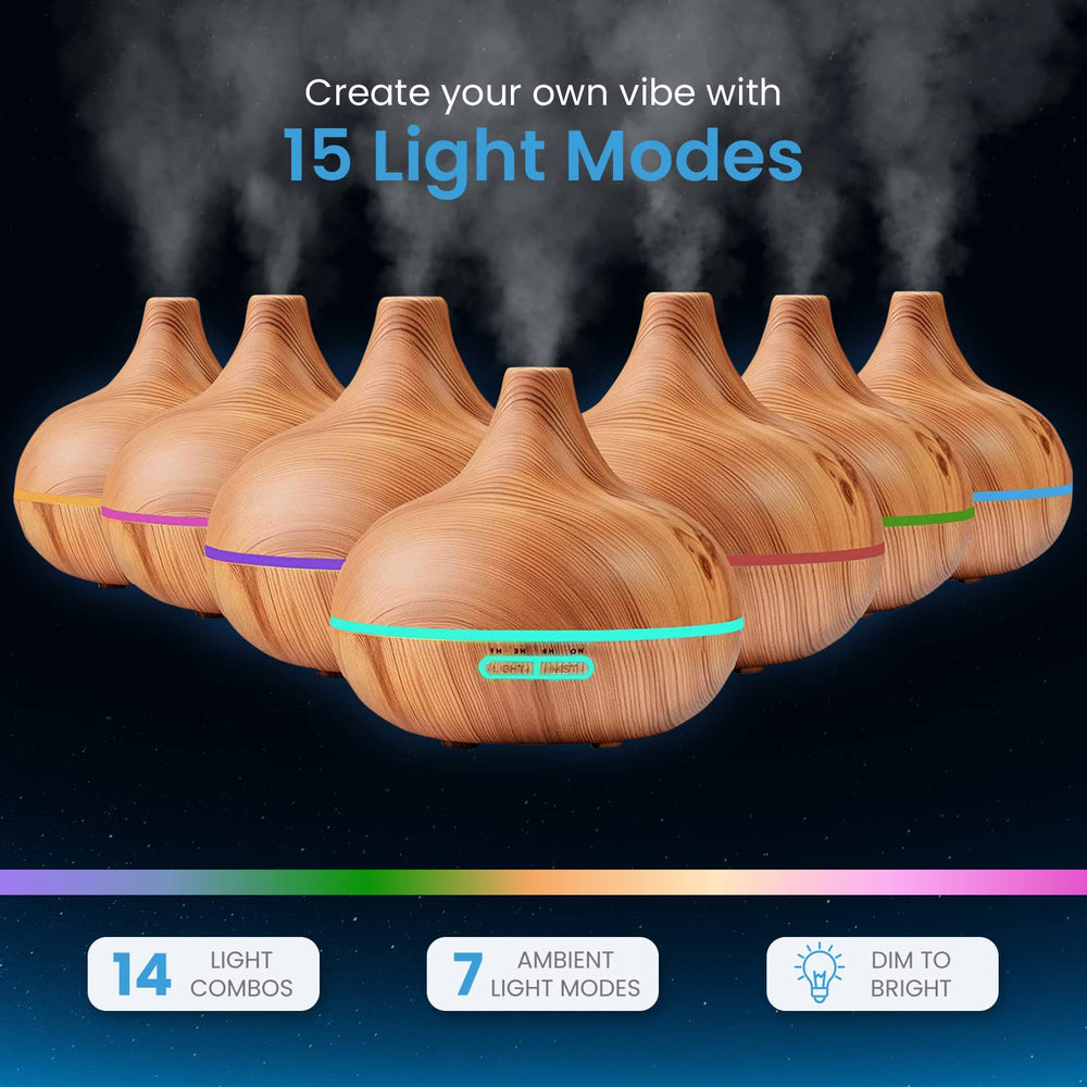Pure Daily Care LED light ring diffuser showing color cycle for mood