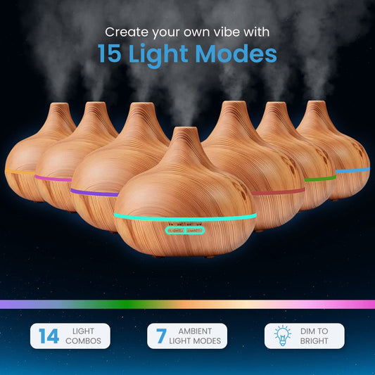 Pure Daily Care LED light ring diffuser showing color cycle for mood