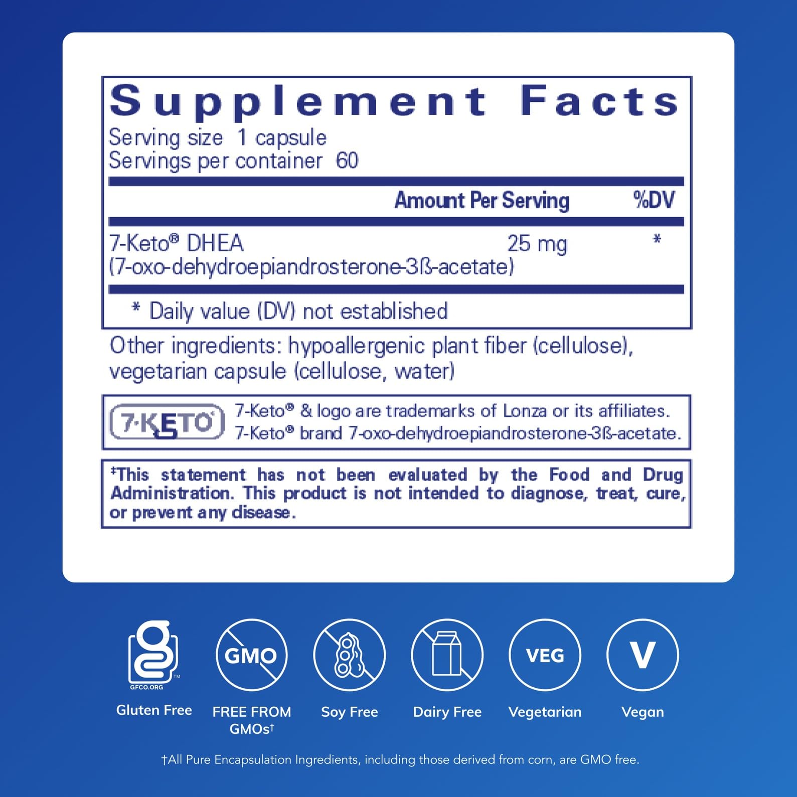 Close-up of Pure Encapsulations 7-Keto DHEA capsules.