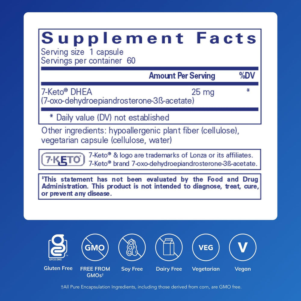 Close-up of Pure Encapsulations 7-Keto DHEA capsules.