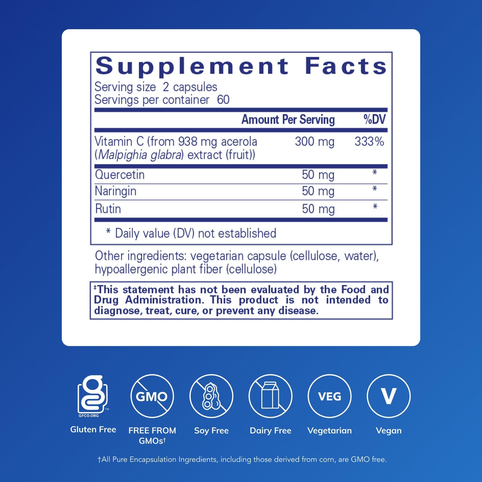 Pure Encapsulations Acerola/Flavonoid capsules ready for daily antioxidant support.