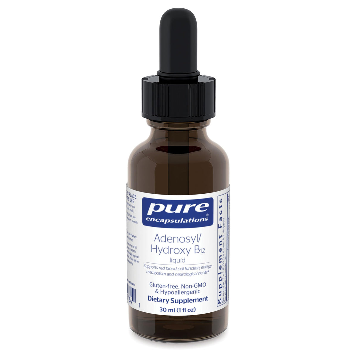 Pure Encapsulations Adenosyl/Hydroxy B12 Liquid bottle highlighting energy support potential