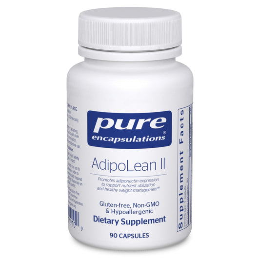 Pure Encapsulations AdipoLean II bottle with capsules for daily metabolic support.