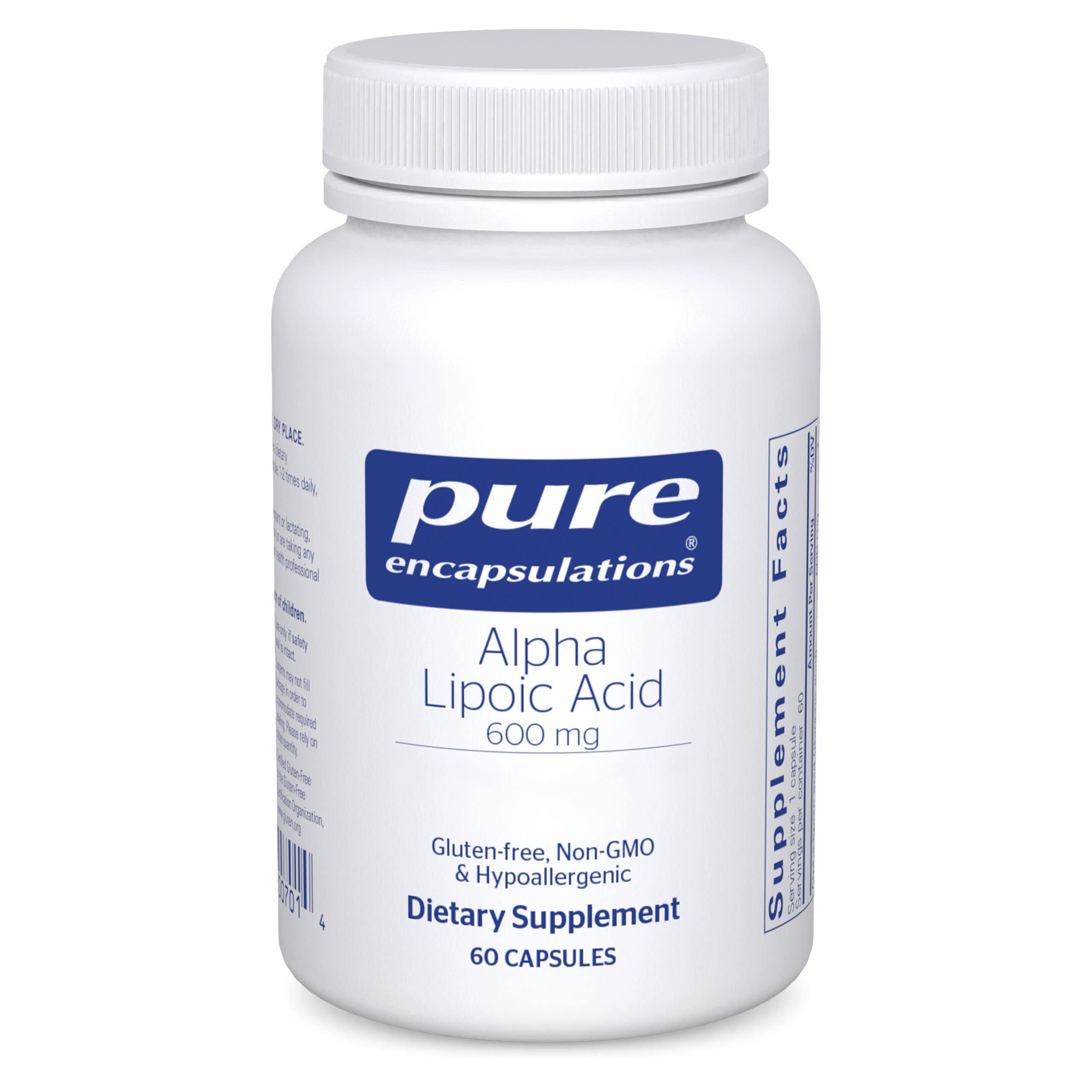 Pure Encapsulations Alpha Lipoic Acid 600 mg bottle for daily antioxidant support