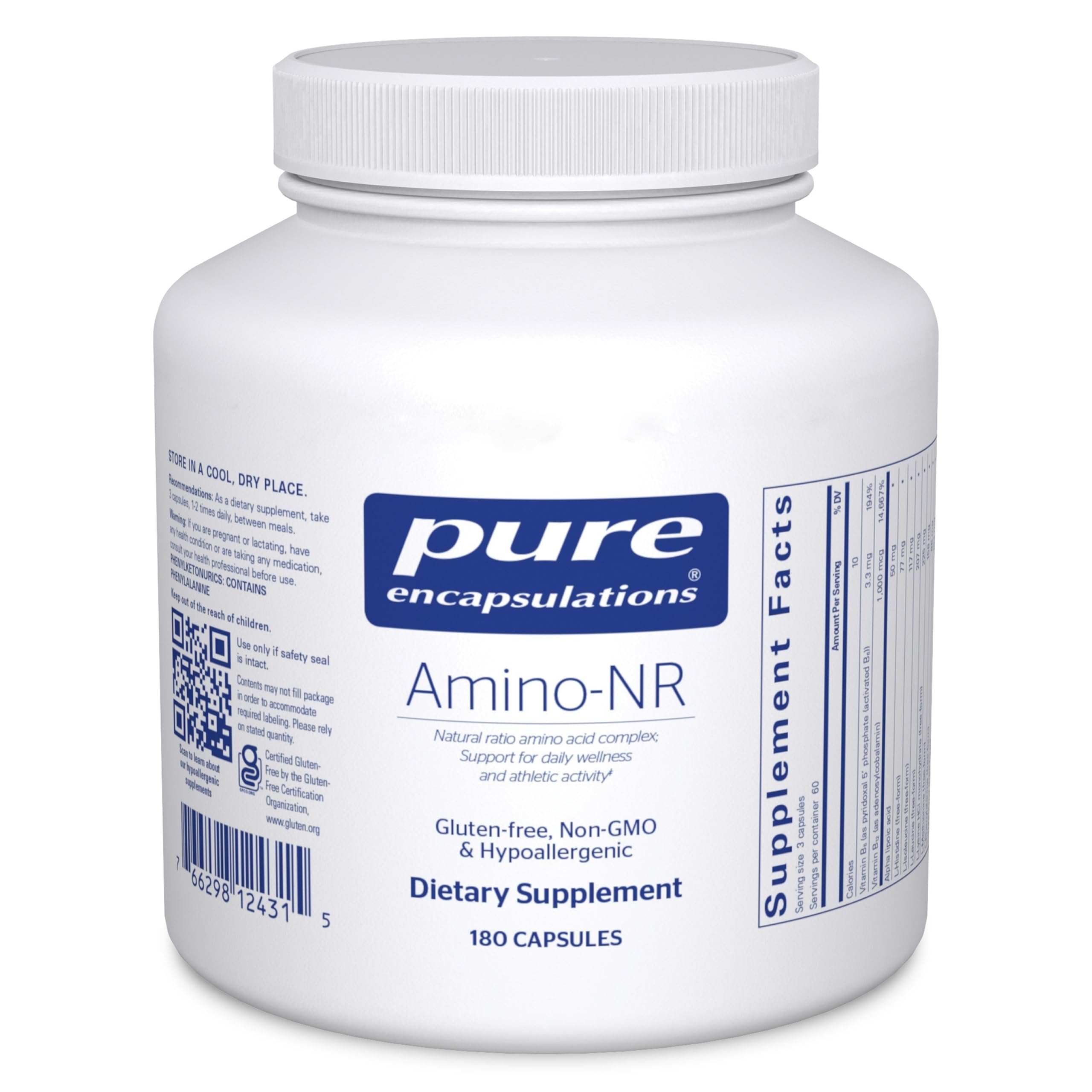 Pure Encapsulations Amino-NR bottle supports training endurance.