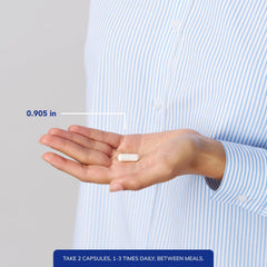 Serving size image displays two-capsule daily dose for nitric oxide pairing