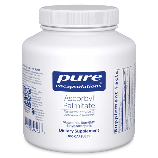 Pure Encapsulations Ascorbyl Palmitate bottle front for immune support and iron absorption