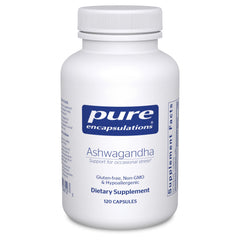 Pure Encapsulations Ashwagandha bottle with 500 mg capsules for daily support
