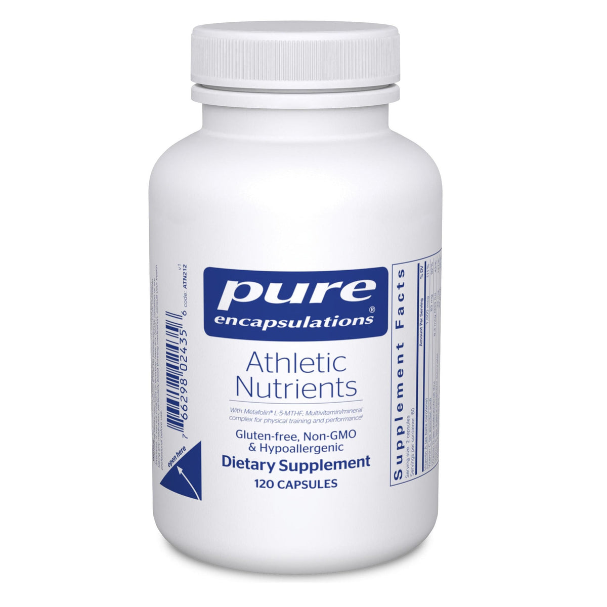 Pure Encapsulations Athletic Nutrients bottle front for performance support.