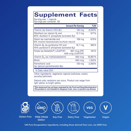 Close-up of Pure Encapsulations B-Complex Plus capsules