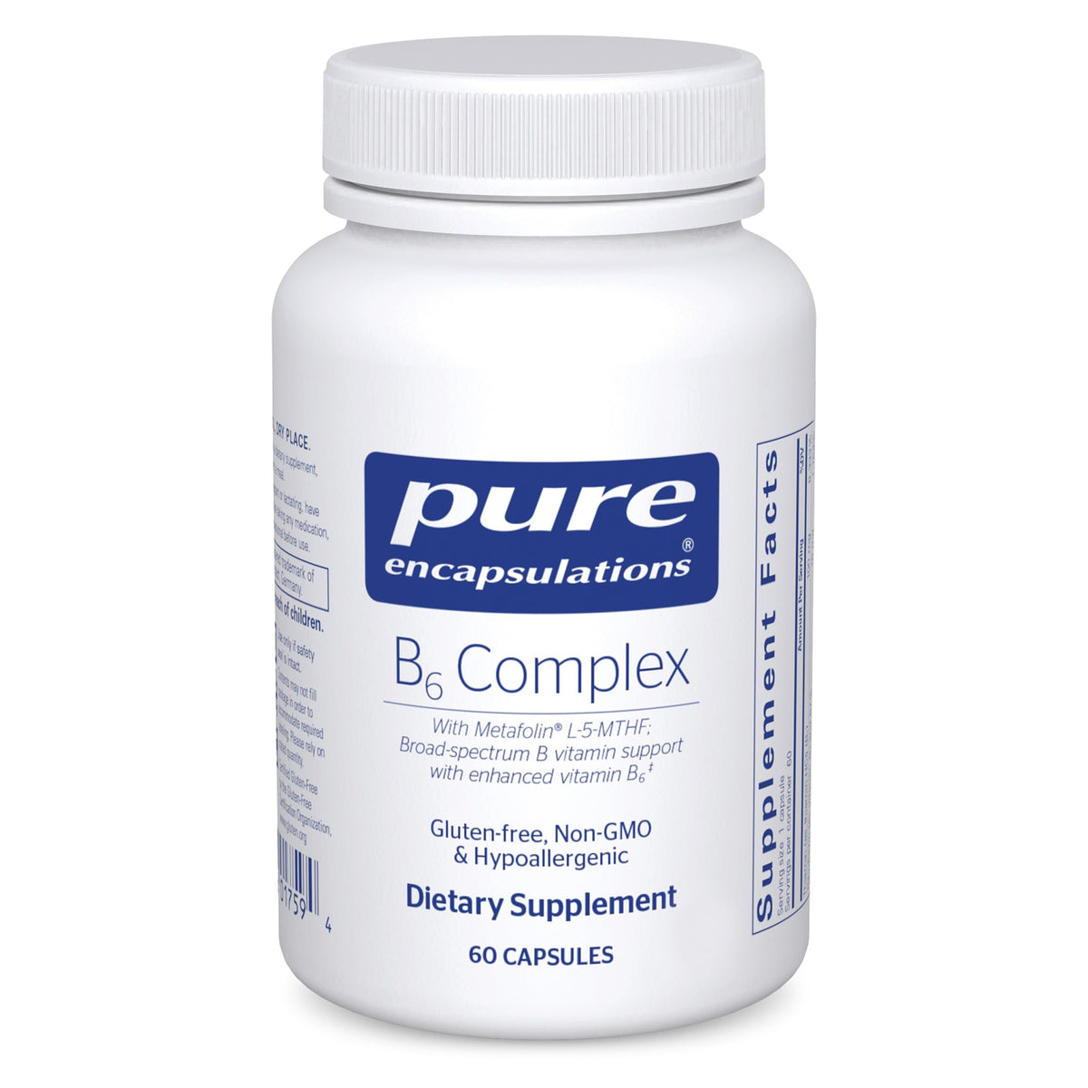 Pure Encapsulations B6 Complex bottle pour for daily brain and nerve health.