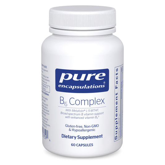 Pure Encapsulations B6 Complex bottle pour for daily brain and nerve health.