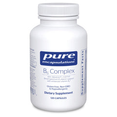 Pure Encapsulations B6 Complex bottle, high-potency B vitamins for daily nervous system nutrition.