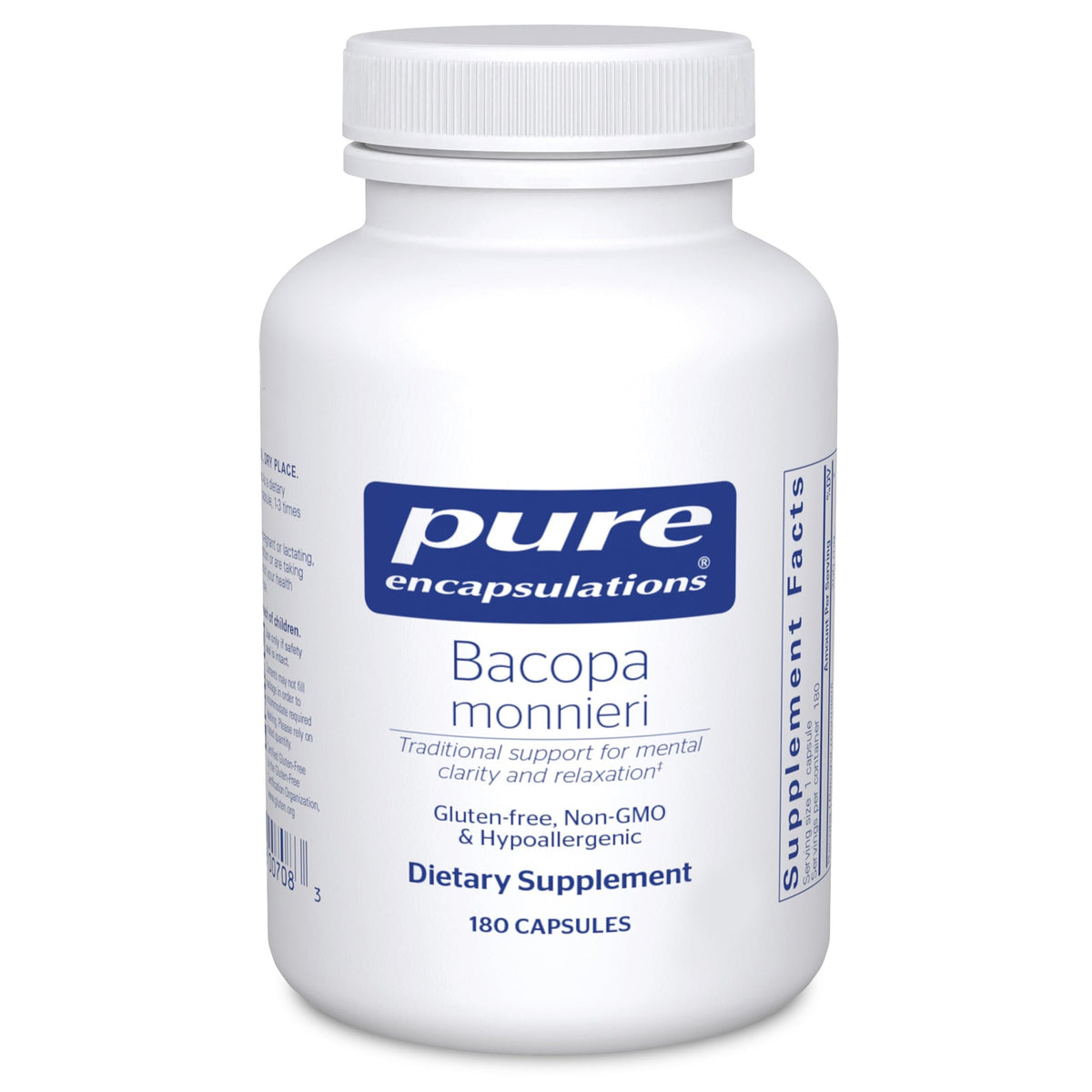 Pure Encapsulations Bacopa Monnieri bottle showing premium brain-support capsules for daily focus