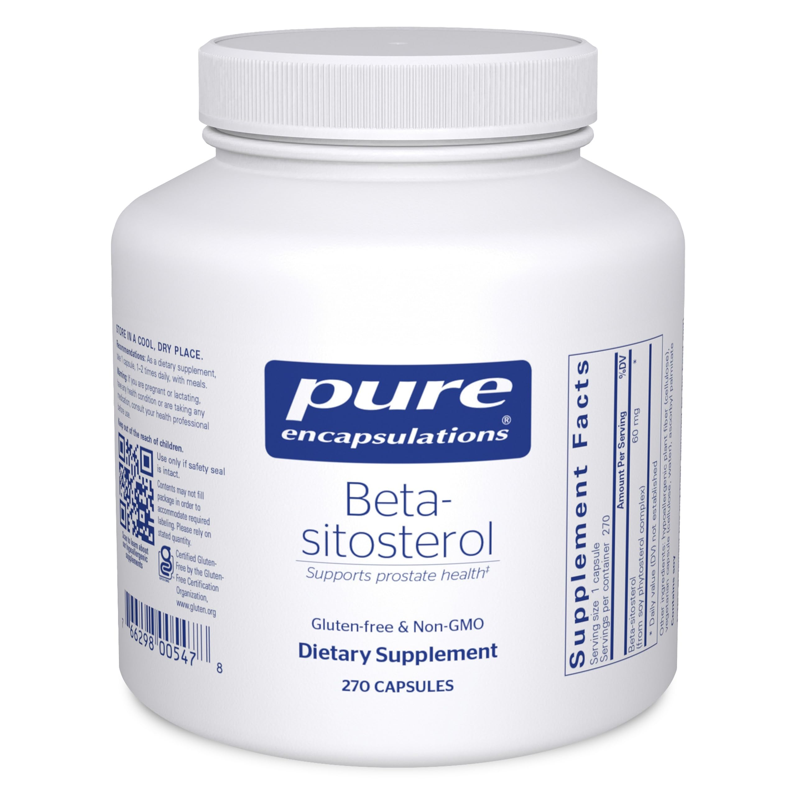 Pure Encapsulations Beta-Sitosterol bottle front for urinary flow support