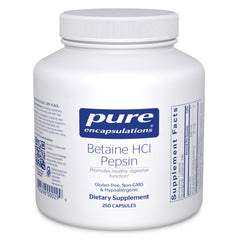 Pure Encapsulations Betaine HCl Pepsin bottle front view for digestion support