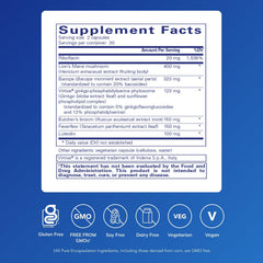 Brain Reset label close-up highlighting ingredients and potential brain-supporting benefits.