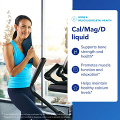 Pure Encapsulations Cal/Mag/D Liquid label close-up reveals bioavailable mineral citrates and clean formulation.