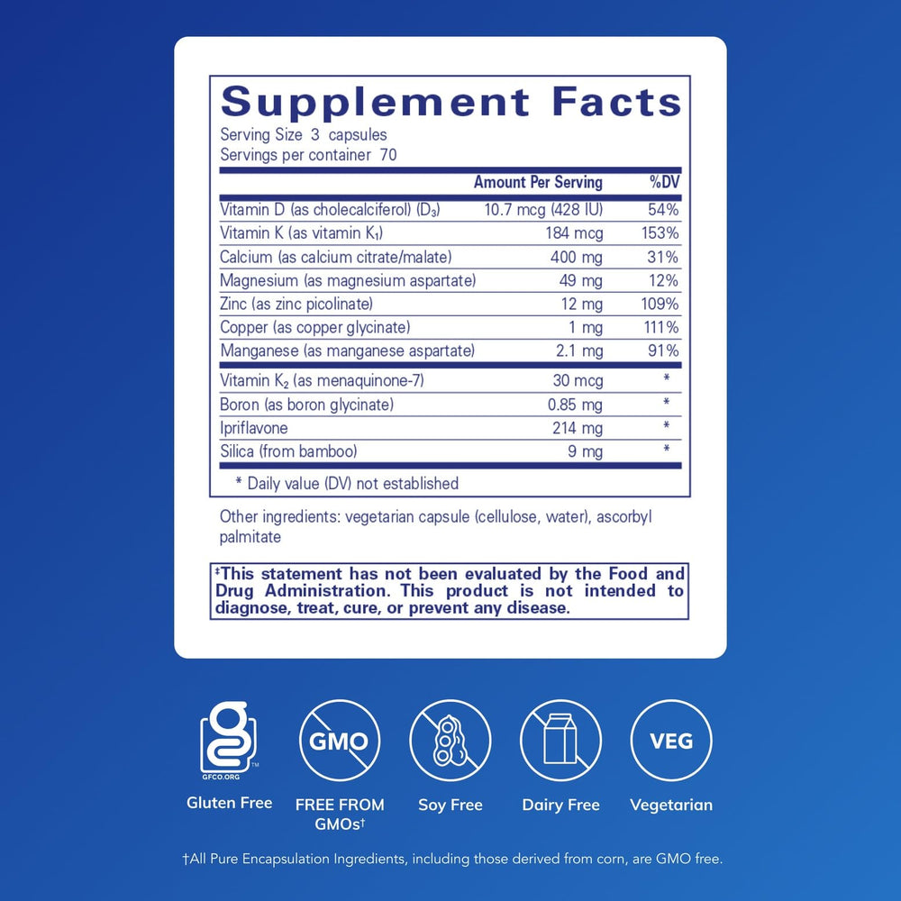 Pure Encapsulations capsules close-up highlighting the ipriflavone-based formula