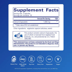 Pure Encapsulations Calcium-D-Glucarate label detail highlighting purity and quality