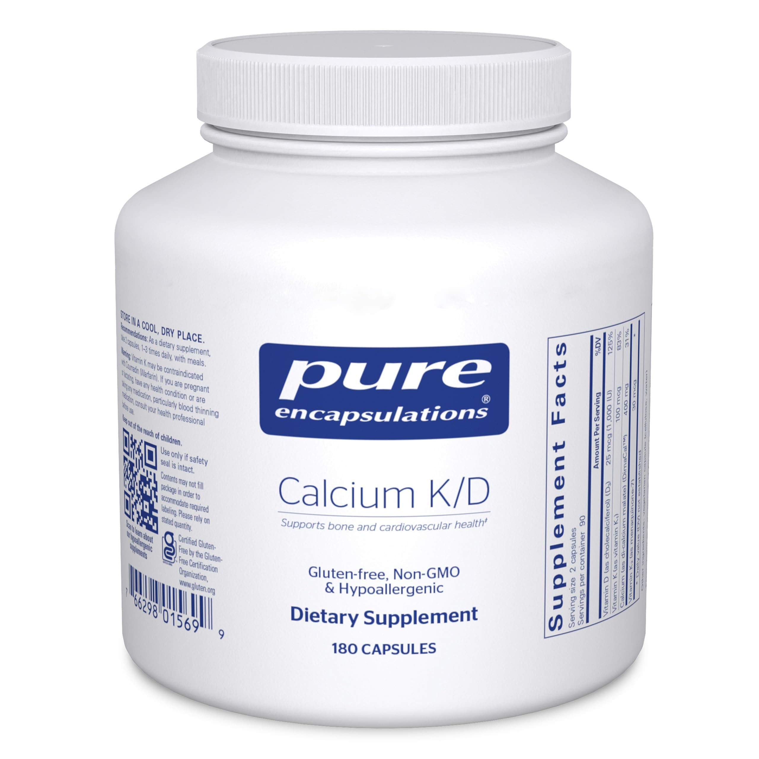 Pure Encapsulations Calcium K/D bottle pour for daily bone support.