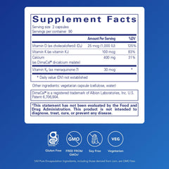 Pure Encapsulations Calcium K/D capsules close-up for bone health.