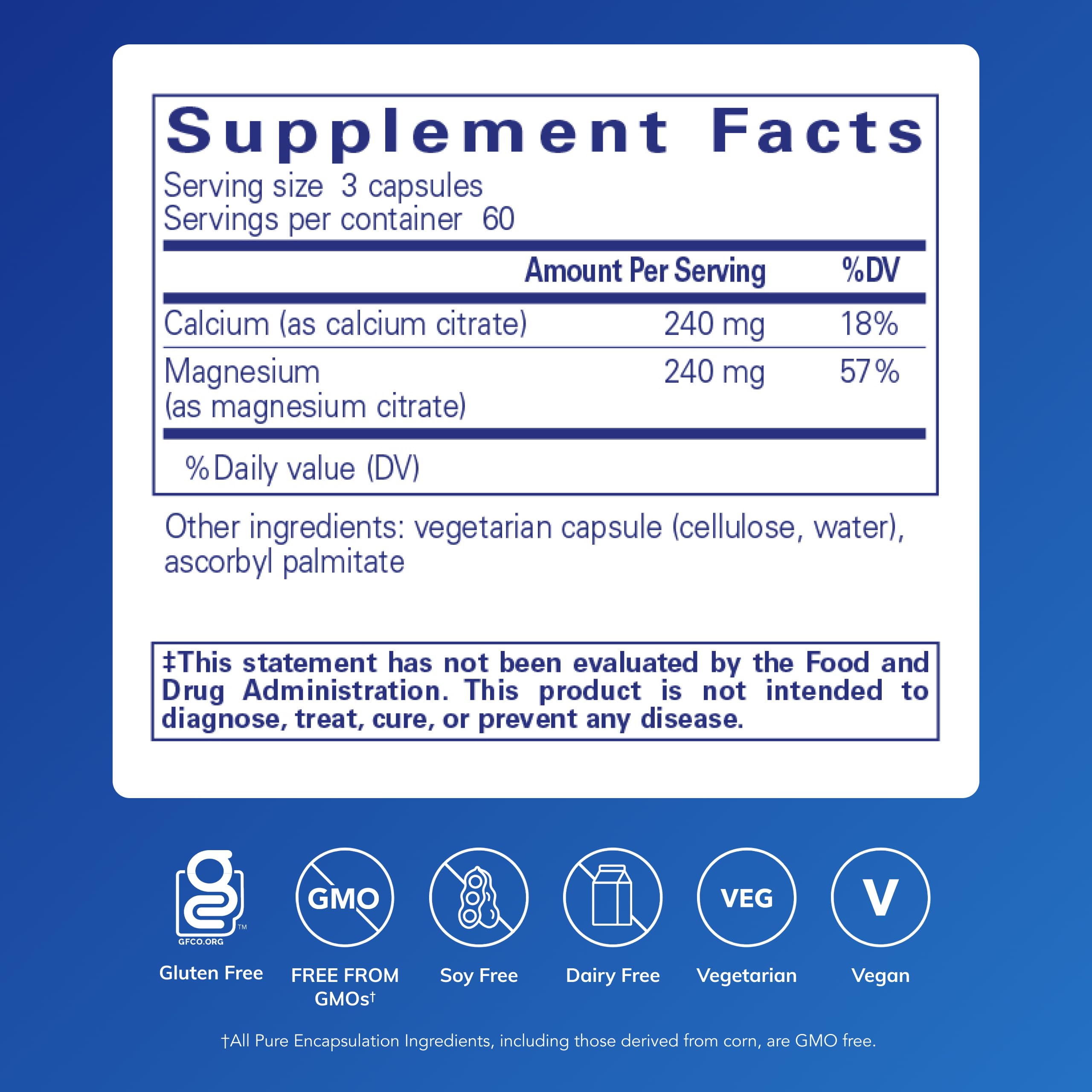 Pure Encapsulations Calcium Magnesium (Citrate) capsules shown for easy daily intake.