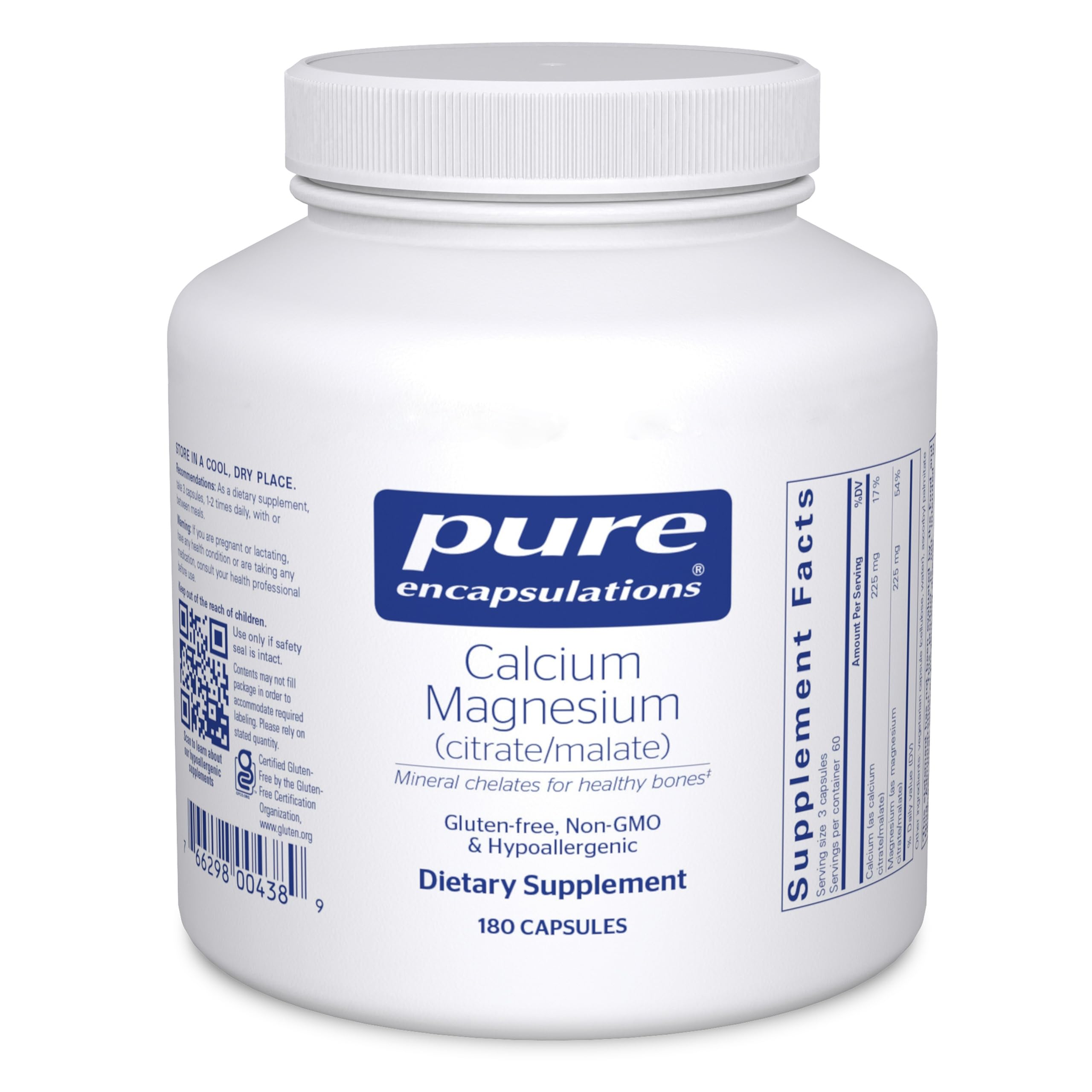 Pure Encapsulations Calcium Magnesium citrate malate bottle for bone support