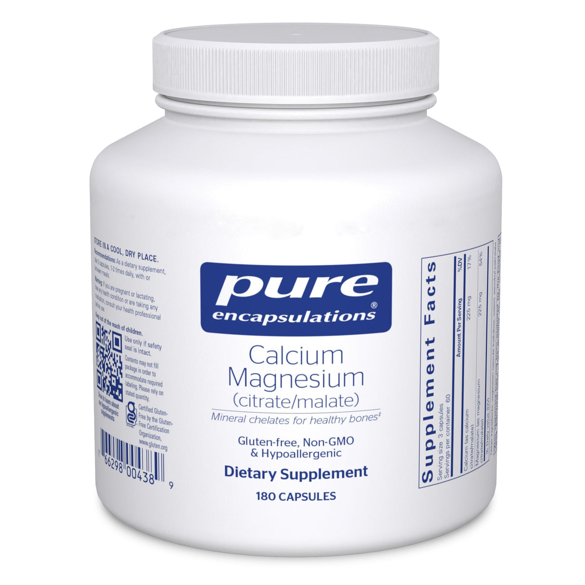 Pure Encapsulations Calcium Magnesium citrate malate bottle for bone support