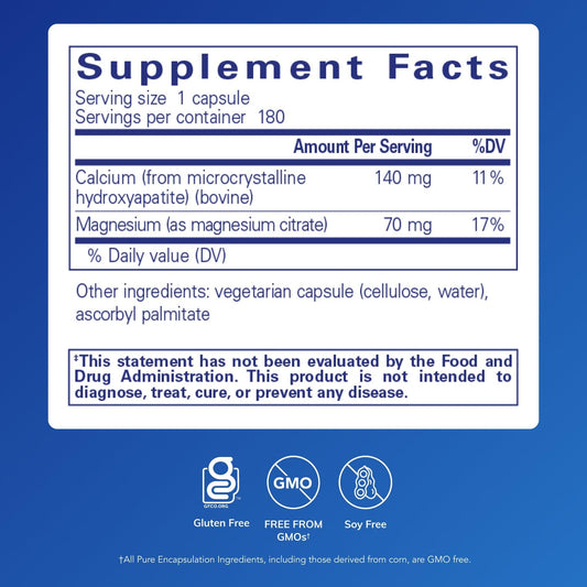 Calcium MCHA with Magnesium capsules in a bottle for bone health support.