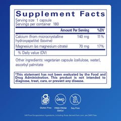 Calcium MCHA with Magnesium capsules in a bottle for bone health support.