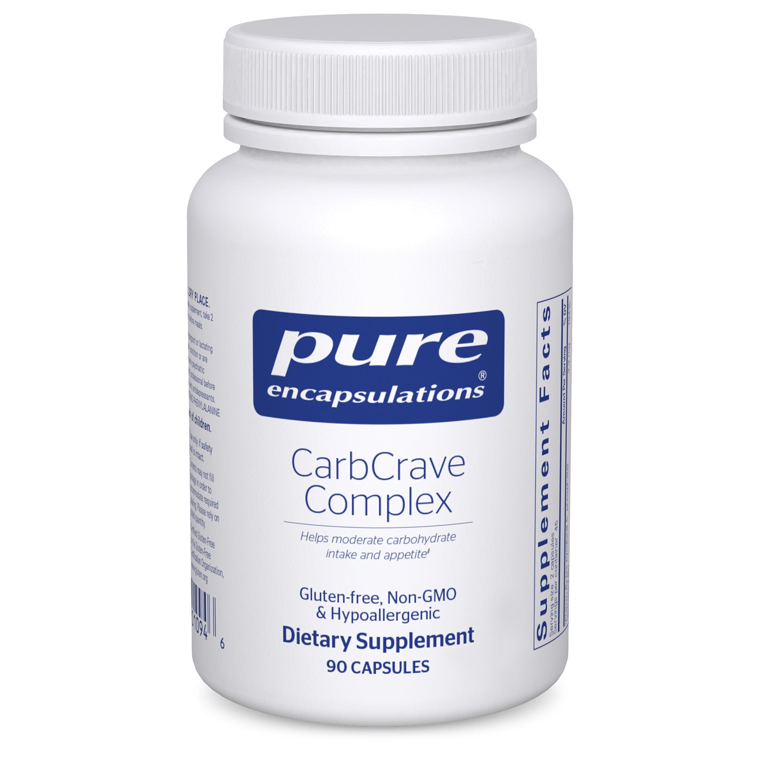 Pure Encapsulations CarbCrave Complex bottle supports balanced appetite and mood.