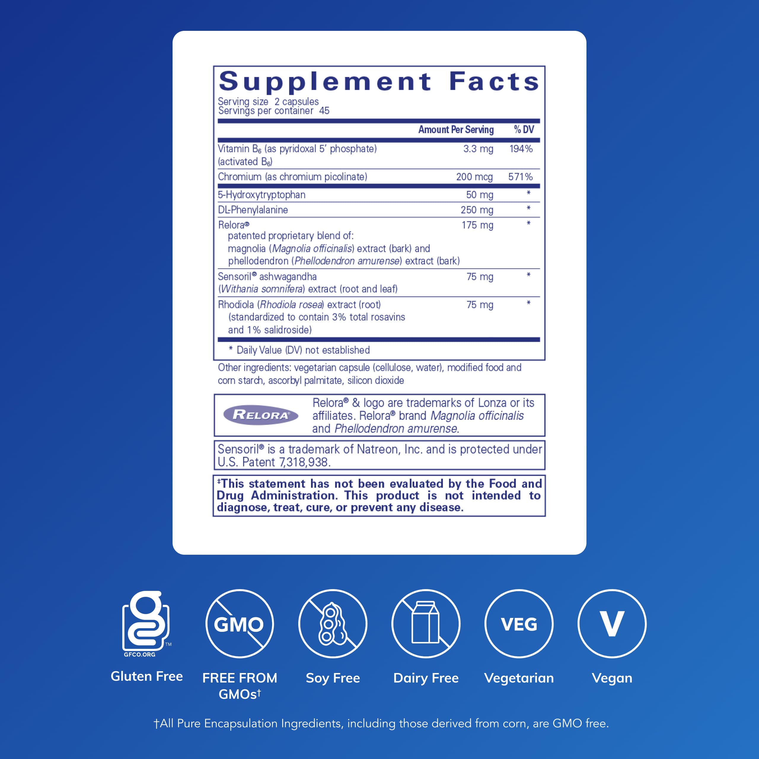 CarbCrave Complex capsules close-up with Sensoril suggests mood-friendly cravings balance.