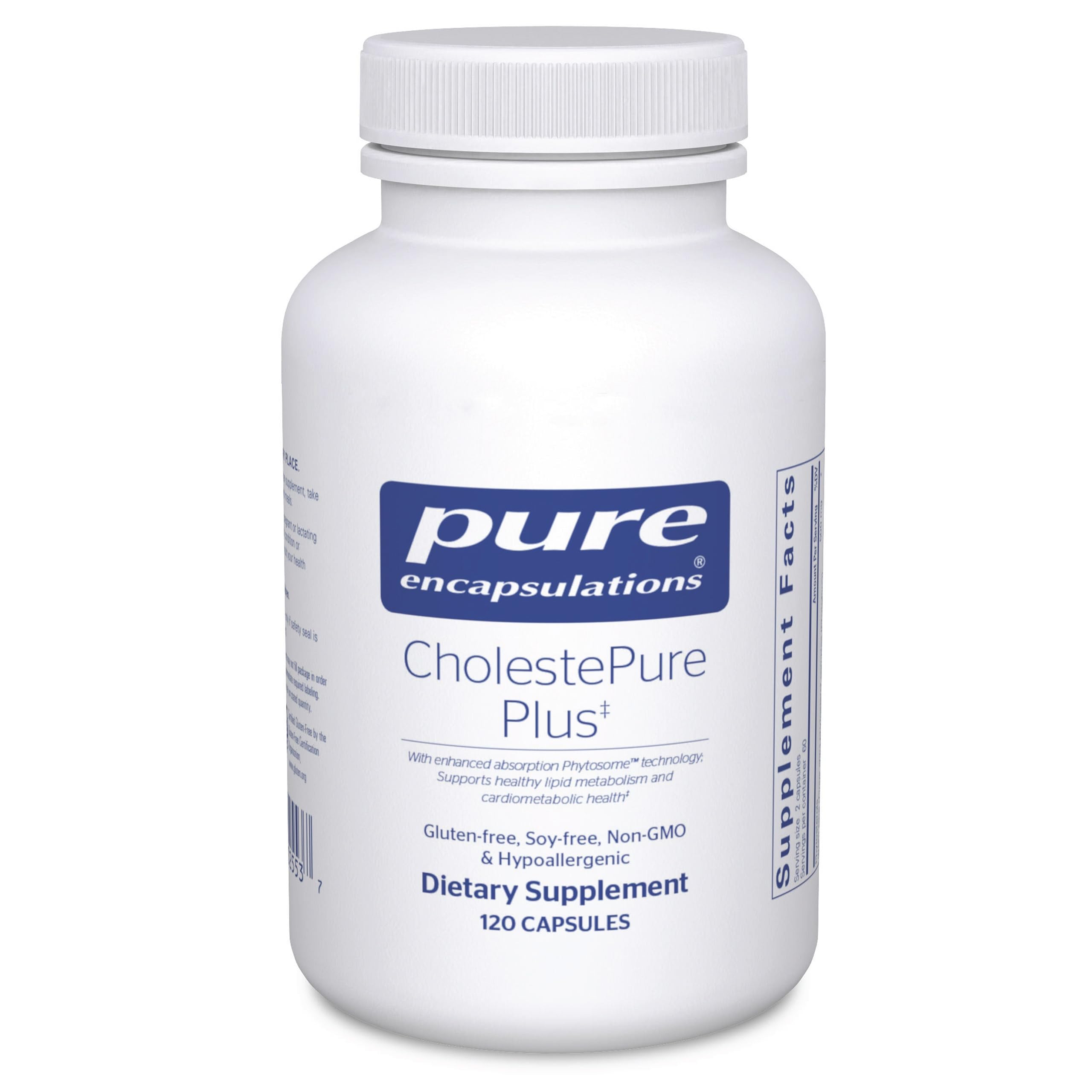 Pure Encapsulations CholestePure Plus bottle showing lipid metabolism support