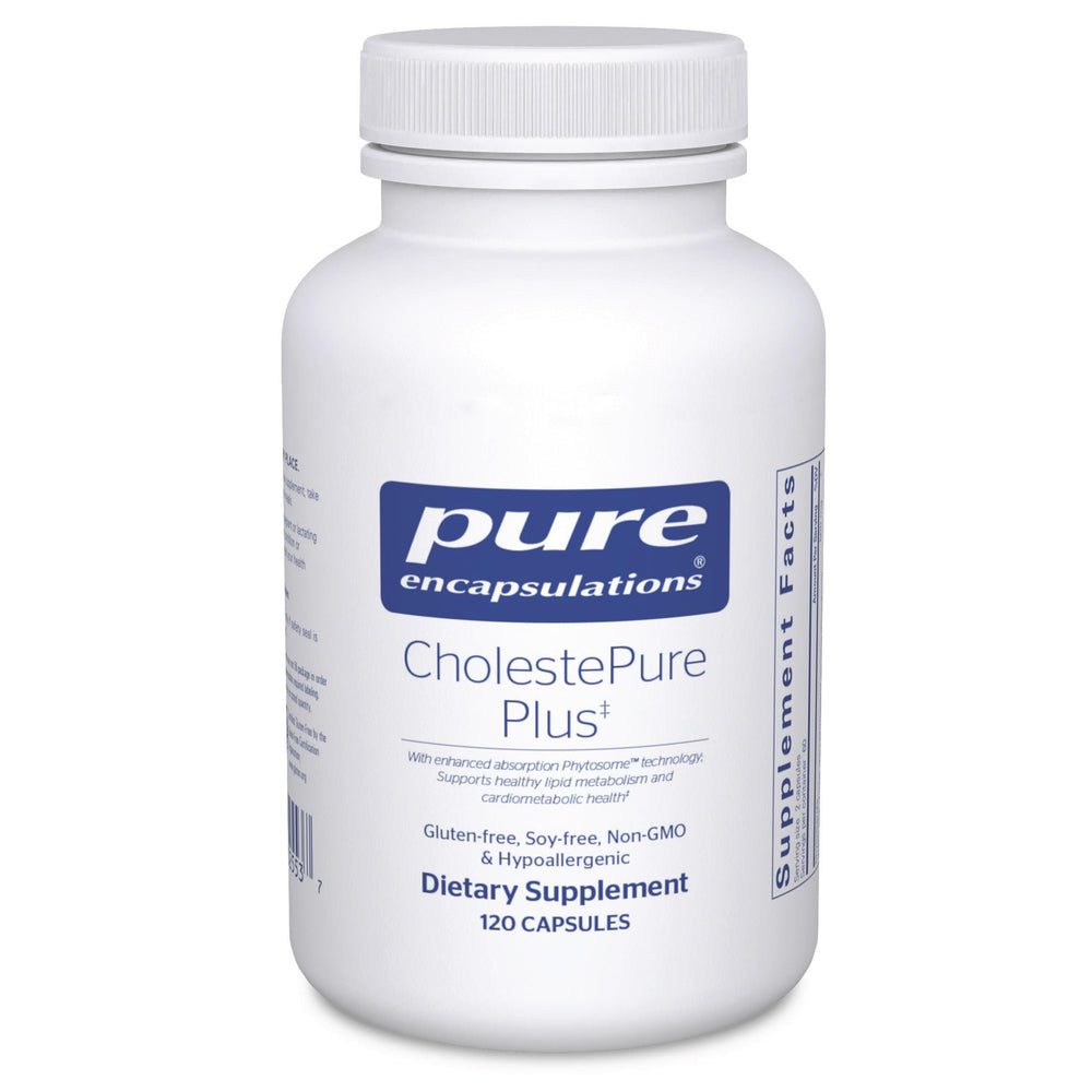 Pure Encapsulations CholestePure Plus bottle showing lipid metabolism support