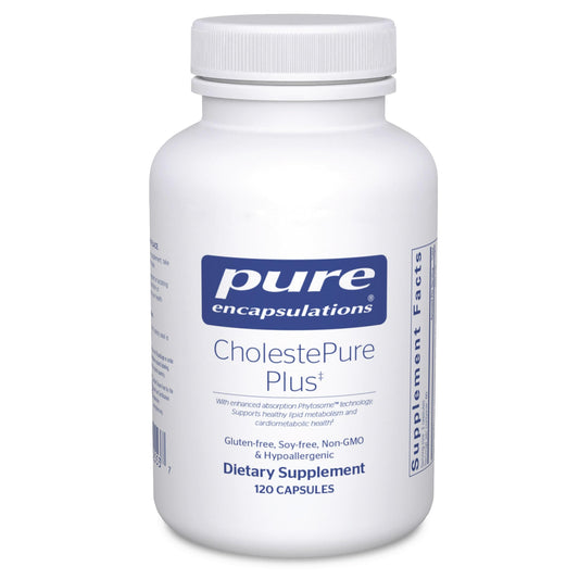 Pure Encapsulations CholestePure Plus bottle showing lipid metabolism support