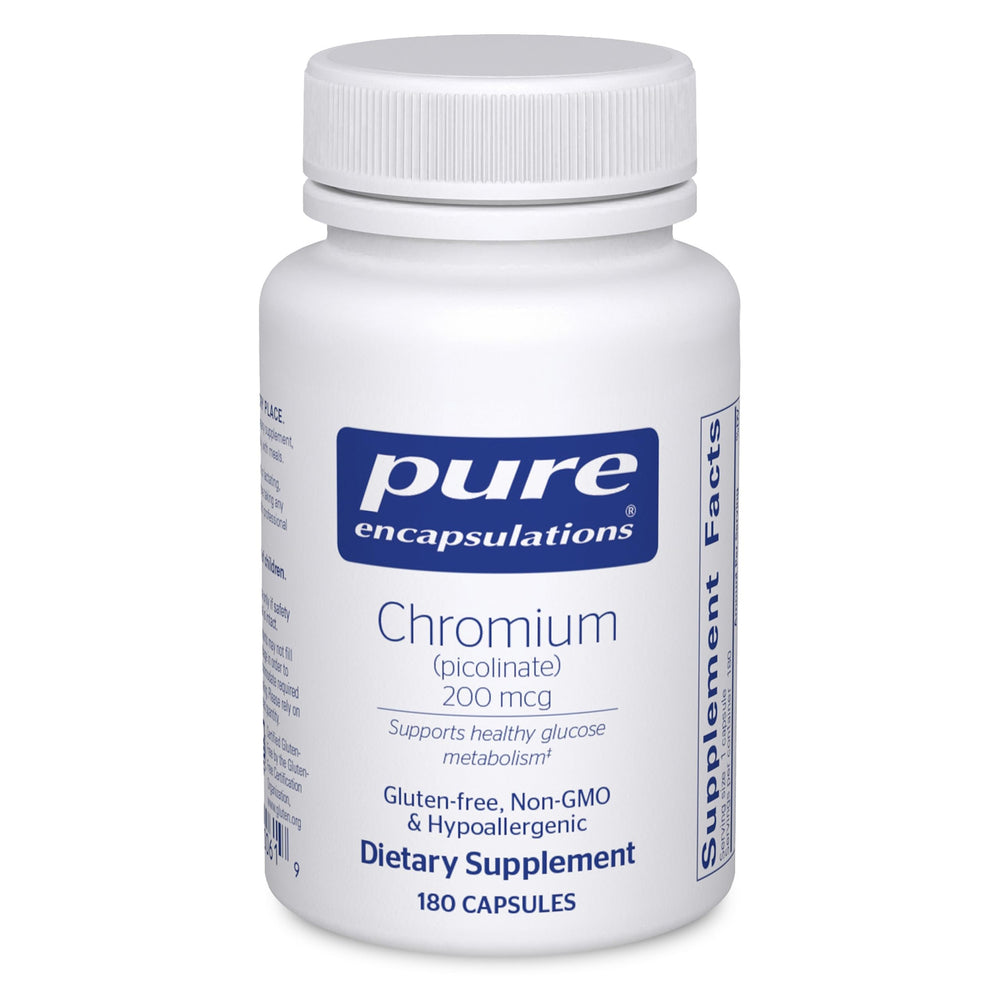 Pure Encapsulations Chromium Picolinate bottle front view for metabolism support