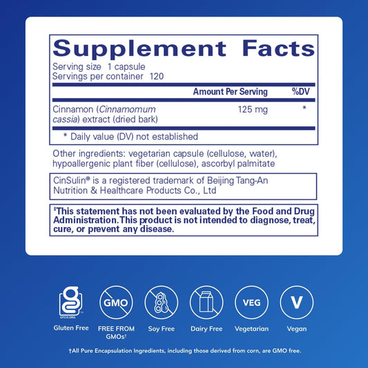Pure Encapsulations Cinnamon WS capsules ready for daily wellness routines.