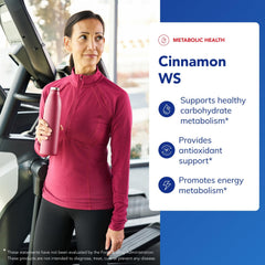 Close-up of Cinnamon WS capsules showcasing a high-potency metabolism support blend.