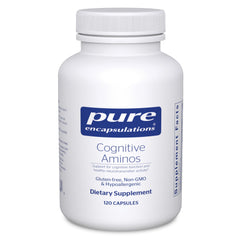 Pure Encapsulations Cognitive Aminos bottle label highlighting hypoallergenic cognitive support.