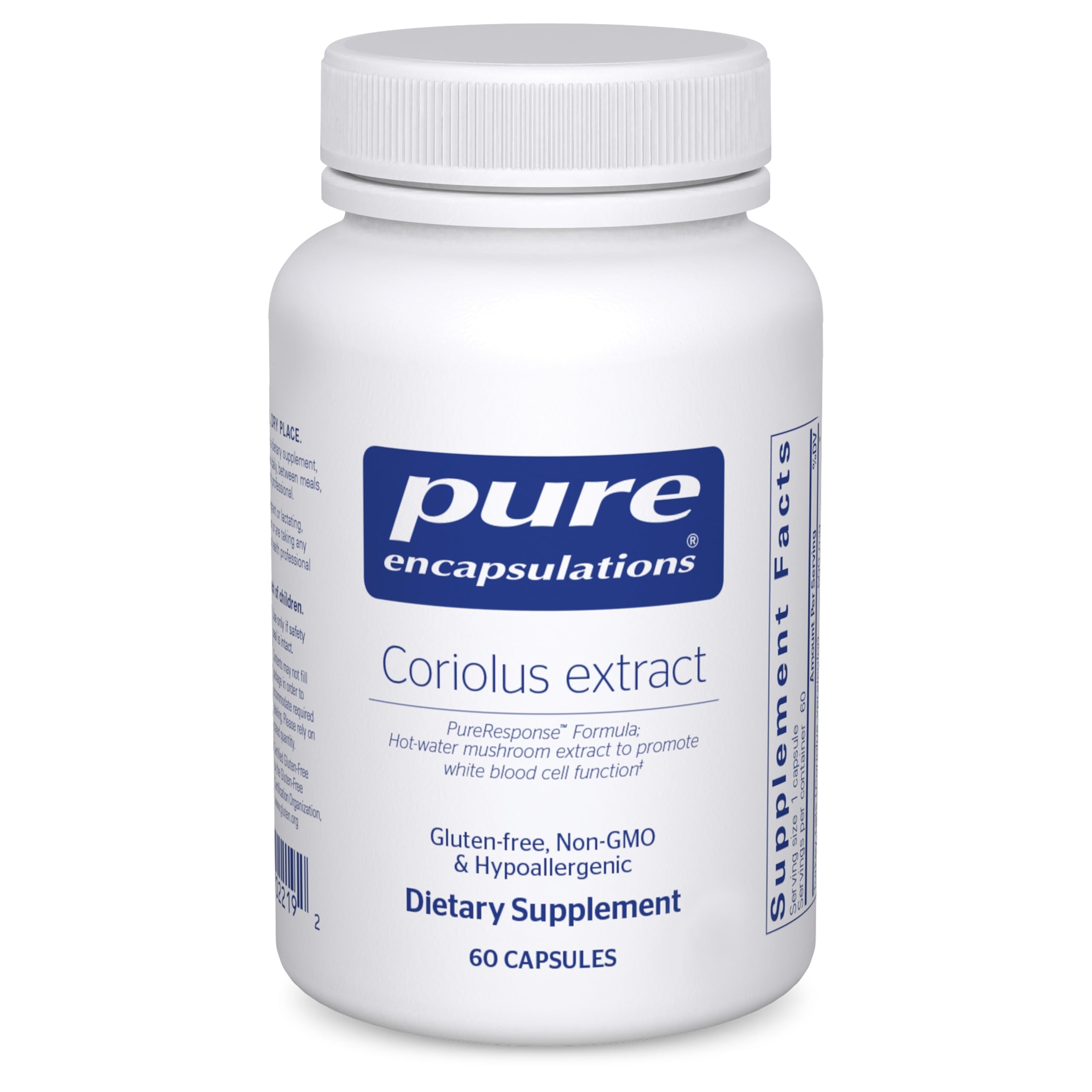 Pure Encapsulations Coriolus Extract bottle front for daily wellness support