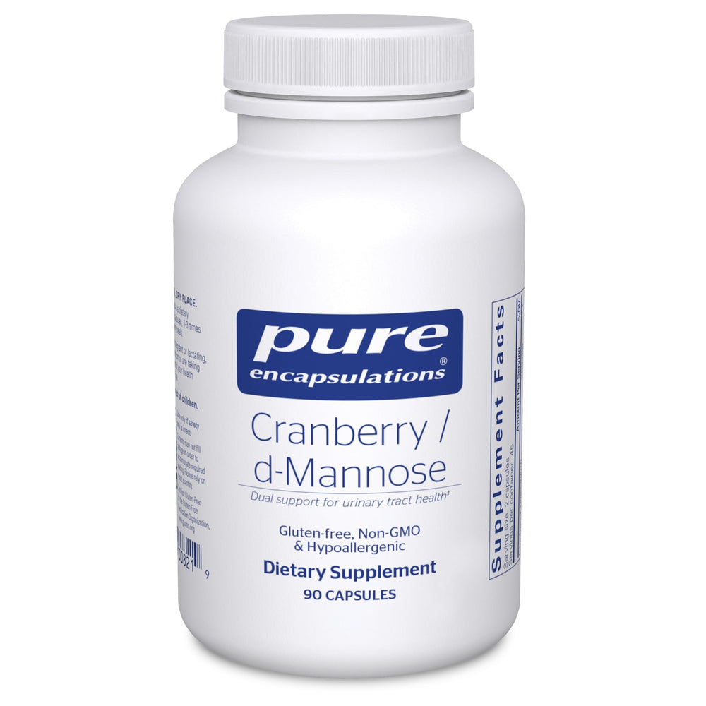 Pure Encapsulations Cranberry D-Mannose bottle for urinary health support in a vegan formula.