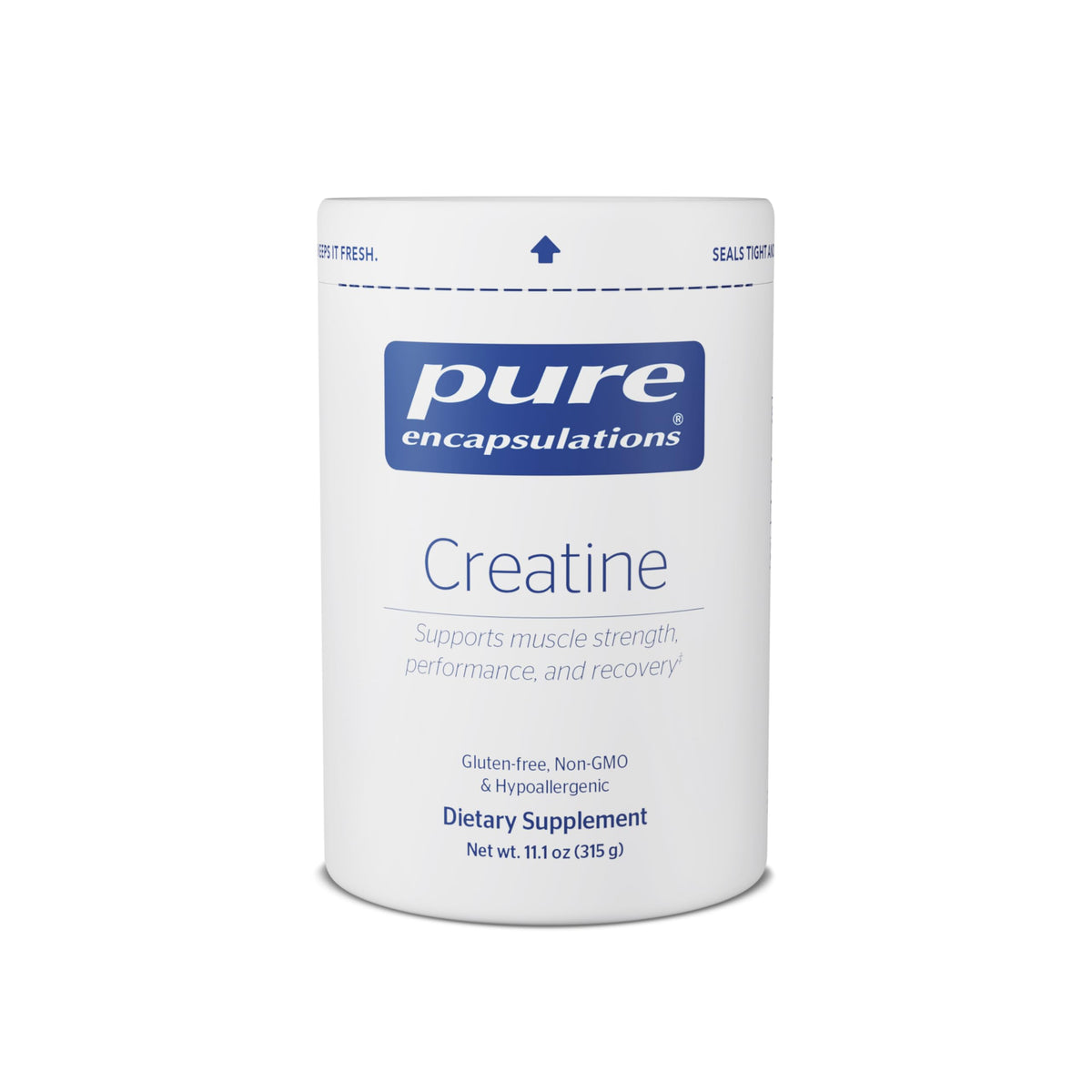 Pure Encapsulations Creatine bottle on countertop for daily muscle support