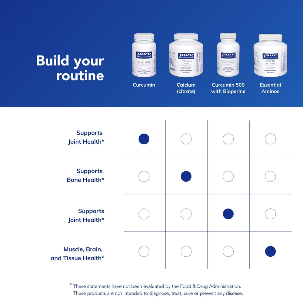 Pure Encapsulations Curcumin bottle on table suggests easy integration into daily routines.