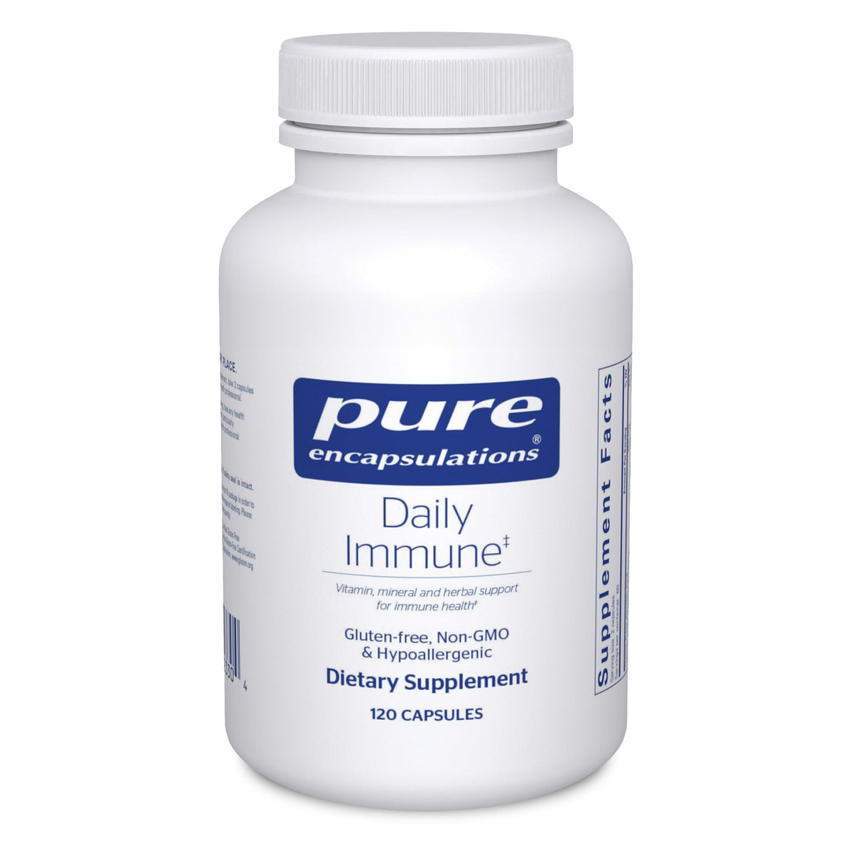 Pure Encapsulations Daily Immune bottle front view highlighting a premium immune support formula