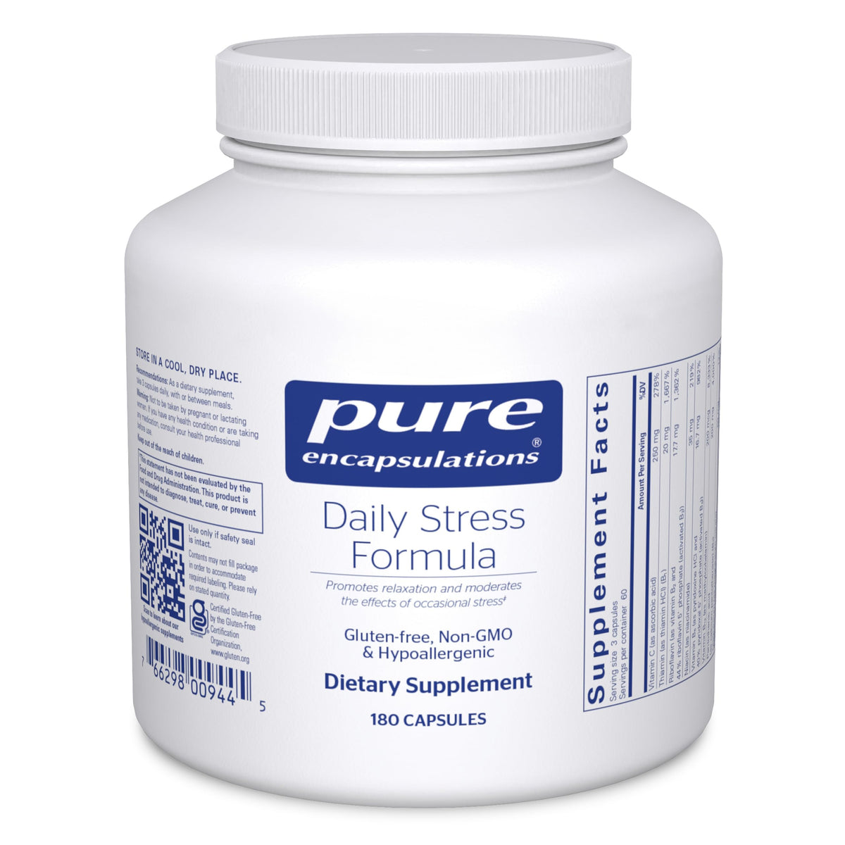 Pure Encapsulations Daily Stress Formula bottle showing premium stress-support option.