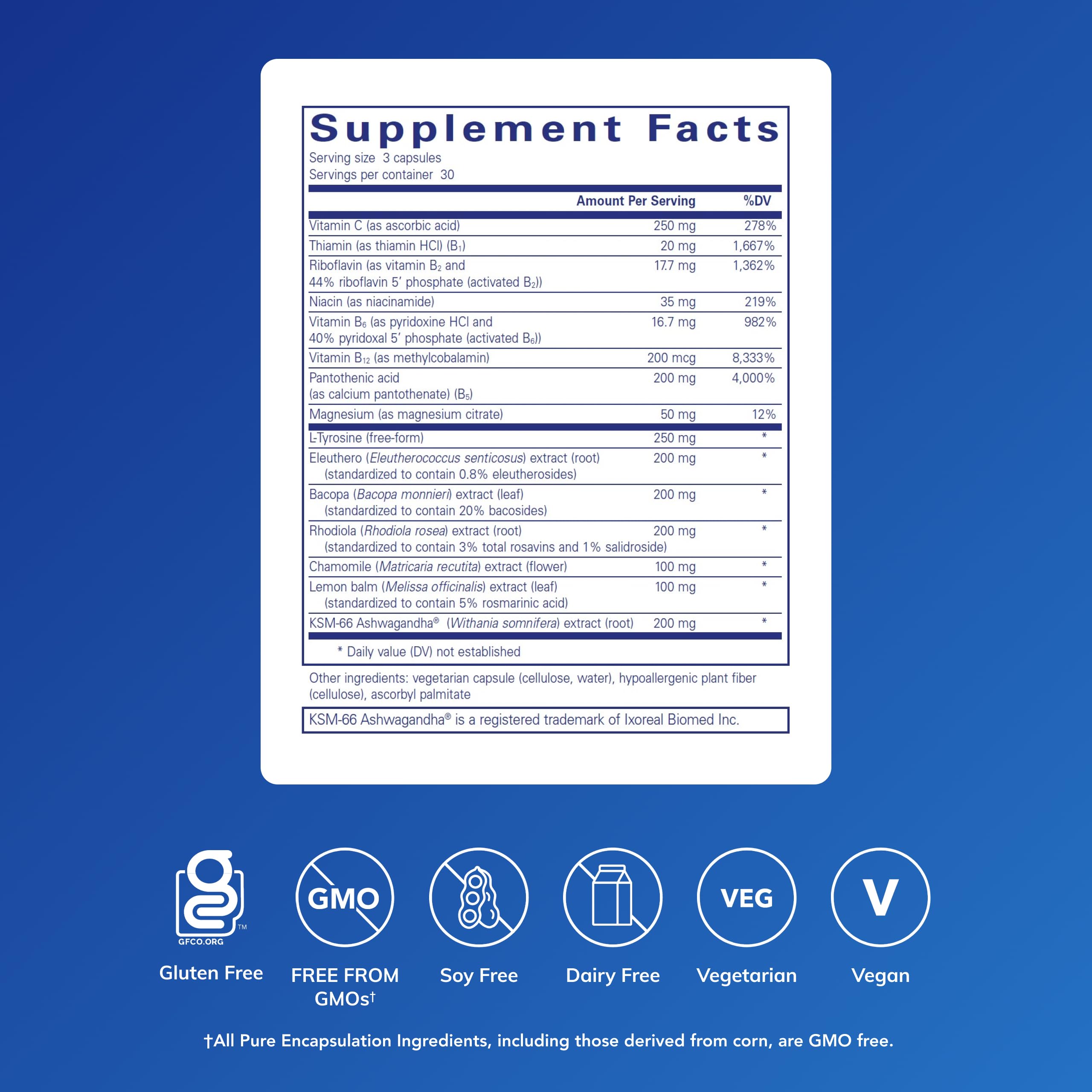 Pure Encapsulations Daily Stress Formula capsules ready for daily stress support