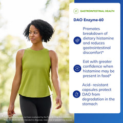 Pure Encapsulations DAO Enzyme capsules closeup in unflavored format.