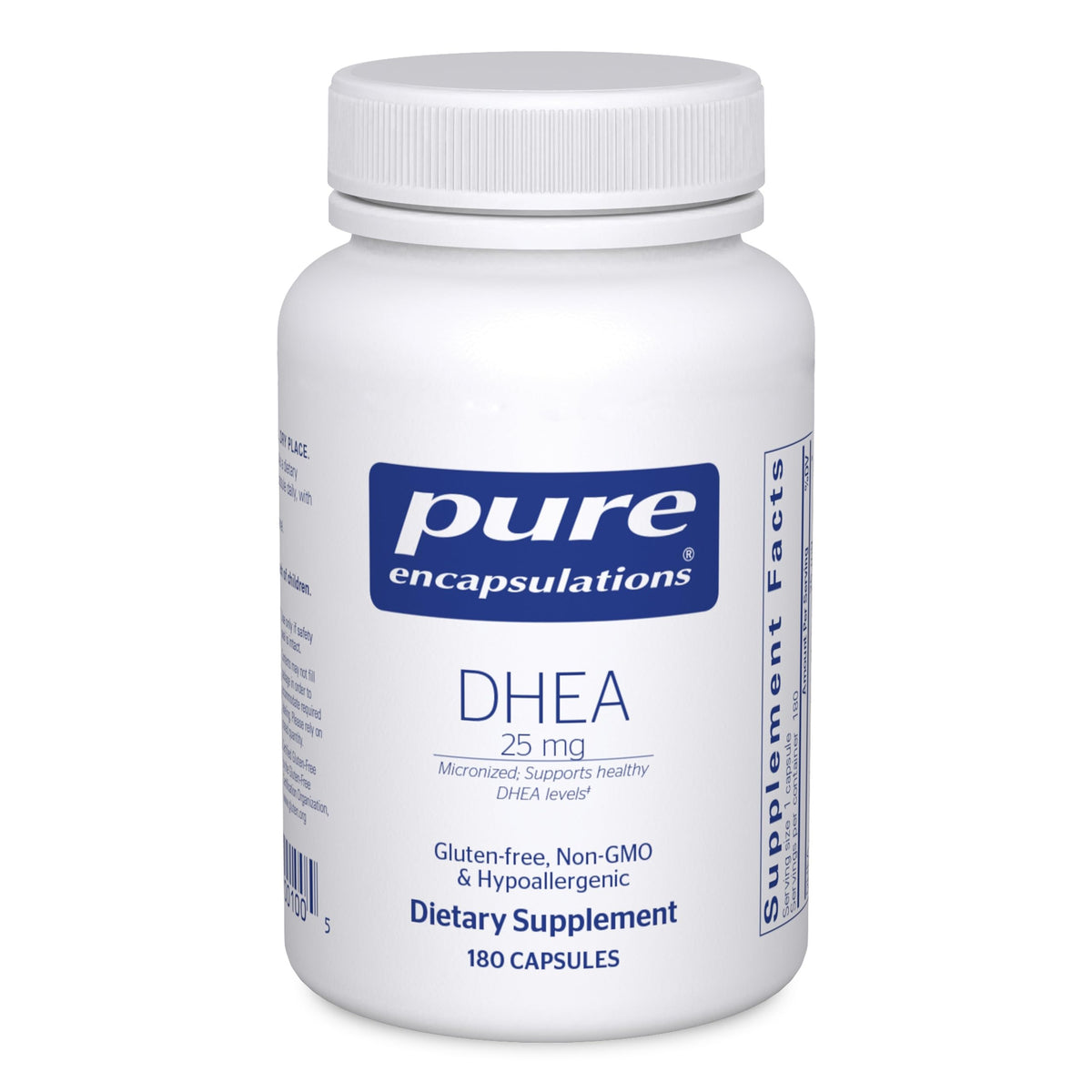 Pure Encapsulations DHEA 25mg micronized capsules in bottle support absorption